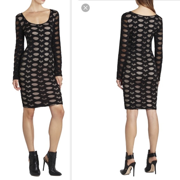 Bcbgmaxazria Tanya black lace long sleeve dress - Picture 1 of 5